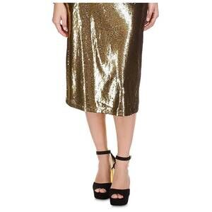 NEW MICHAEL KORS sequin midi skirt in gold